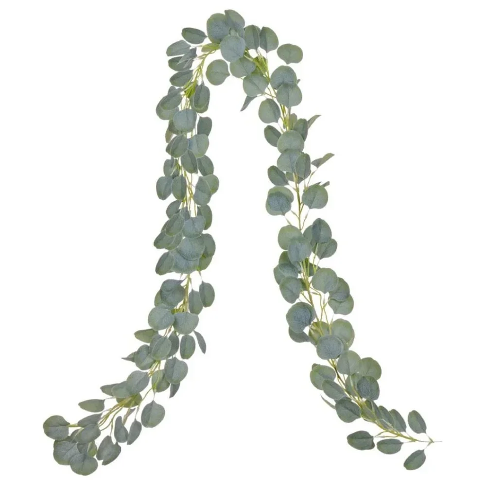 2PCS Artificial Eucalyptus Garland Faux Silk Eucalyptus Leaves Vines